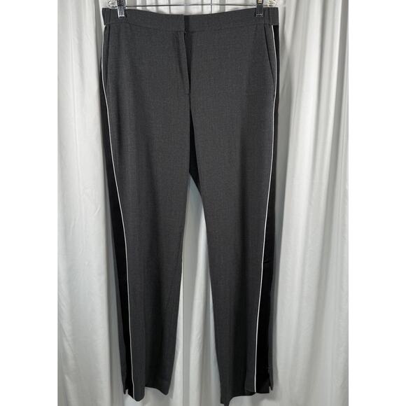 Ann Taylor Sides Stripes Zipper Hem Trousers Gray Black White L academia 89-04 - Picture 10 of 14